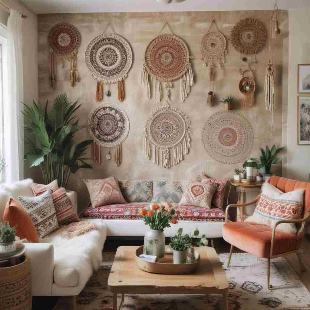40 Chic Boho Living Room Ideas That Capture Effortless, Free-Spirited Style 23 Accent Wall